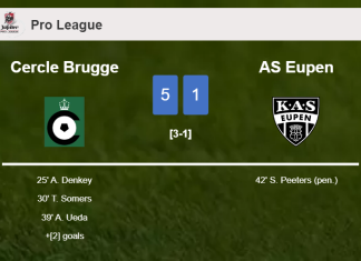 Cercle Brugge liquidates AS Eupen 5-1 with a superb performance