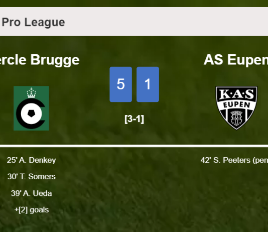 Cercle Brugge liquidates AS Eupen 5-1 with a superb performance