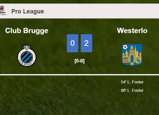 L. Foster scores 2 goals to give a 2-0 win to Westerlo over Club Brugge