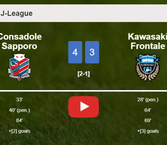 Consadole Sapporo tops Kawasaki Frontale 4-3. HIGHLIGHTS
