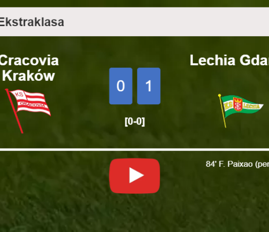 Lechia Gdańsk overcomes Cracovia Kraków 1-0 with a goal scored by F. Paixao. HIGHLIGHTS