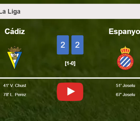 Cádiz and Espanyol draw 2-2 on Sunday. HIGHLIGHTS
