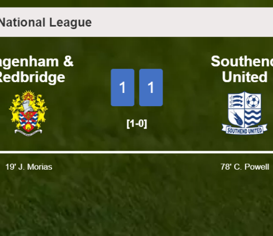 Dagenham & Redbridge and Southend United draw 1-1 on Saturday