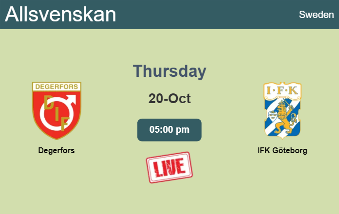 How to watch Degerfors vs. IFK Göteborg on live stream and at what time