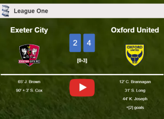 Oxford United overcomes Exeter City 4-2. HIGHLIGHTS