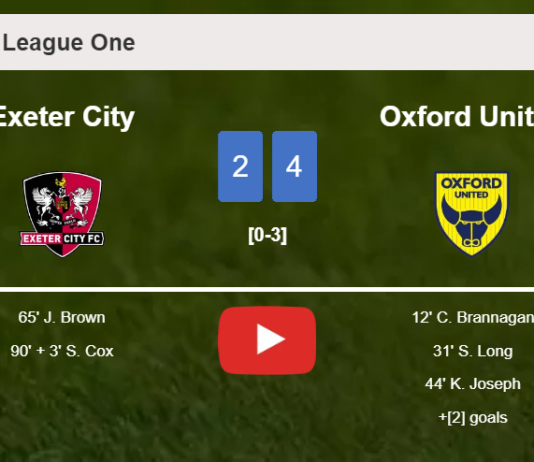 Oxford United overcomes Exeter City 4-2. HIGHLIGHTS