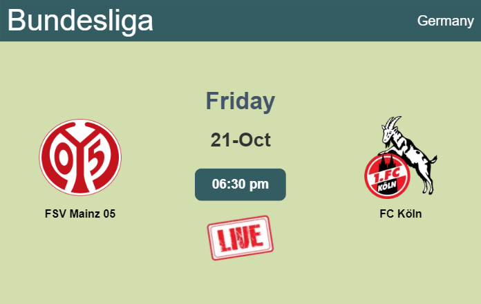 How to watch FSV Mainz 05 vs. FC Köln on live stream and at what time