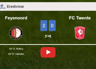 Feyenoord beats FC Twente 2-0 on Sunday. HIGHLIGHTS
