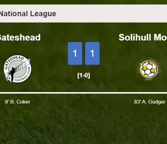 Gateshead and Solihull Moors draw 1-1 on Saturday