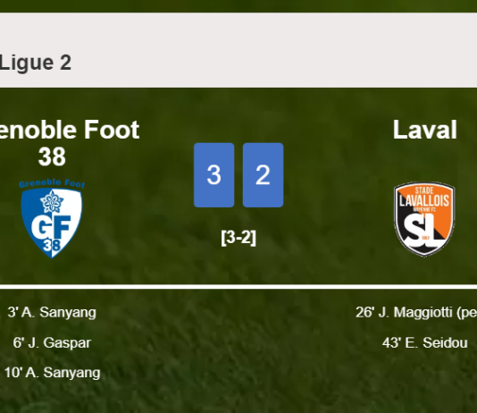 Grenoble Foot 38 beats Laval 3-2 with 2 goals from A. Sanyang