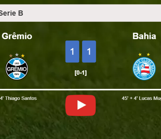 Grêmio and Bahia draw 1-1 on Sunday. HIGHLIGHTS