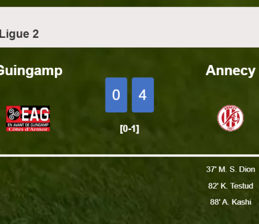 Annecy conquers Guingamp 4-0 after playing a incredible match