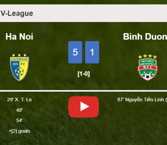 Ha Noi destroys Binh Duong 5-1 after playing a great match. HIGHLIGHTS