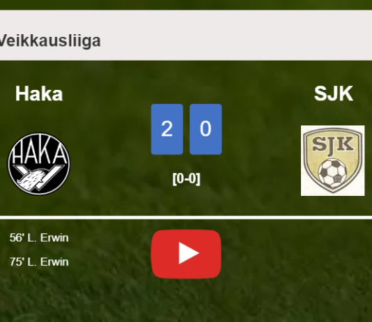 L. Erwin scores 2 goals to give a 2-0 win to Haka over SJK. HIGHLIGHTS