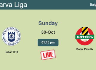 How to watch Hebar 1918 vs. Botev Plovdiv on live stream and at what time