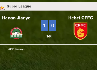 Henan Jianye beats Hebei CFFC 1-0 with a goal scored by F. Karanga