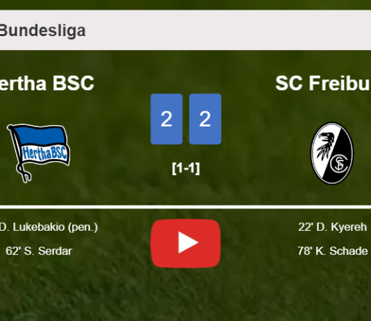 Hertha BSC and SC Freiburg draw 2-2 on Sunday. HIGHLIGHTS