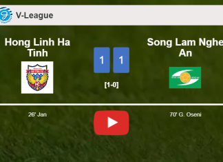 Hong Linh Ha Tinh and Song Lam Nghe An draw 1-1 on Sunday. HIGHLIGHTS