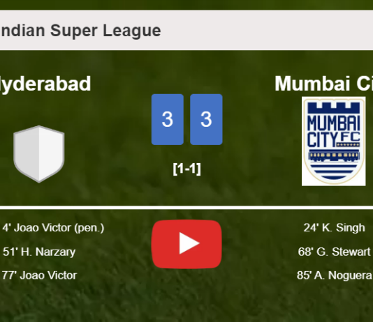 Hyderabad and Mumbai City draws a crazy match 3-3 on Sunday. HIGHLIGHTS