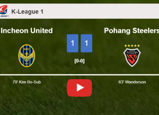 Incheon United and Pohang Steelers draw 1-1 on Sunday. HIGHLIGHTS