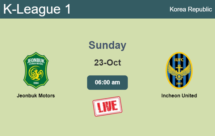 How to watch Jeonbuk Motors vs. Incheon United on live stream and at what time