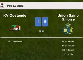 Union Saint-Gilloise conquers KV Oostende 6-1 after playing a incredible match