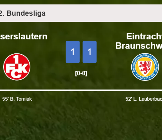 Kaiserslautern and Eintracht Braunschweig draw 1-1 on Sunday