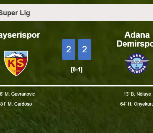 Kayserispor manages to draw 2-2 with Adana Demirspor after recovering a 0-2 deficit