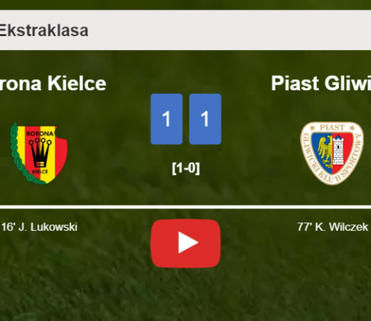 Korona Kielce and Piast Gliwice draw 1-1 on Saturday. HIGHLIGHTS