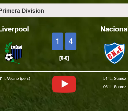 Nacional beats Liverpool 2-1 with L. Suarez scoring 2 goals. HIGHLIGHTS