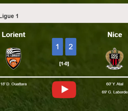 Nice recovers a 0-1 deficit to top Lorient 2-1. HIGHLIGHTS