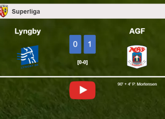 AGF tops Lyngby 1-0 with a late goal scored by P. Mortensen. HIGHLIGHTS