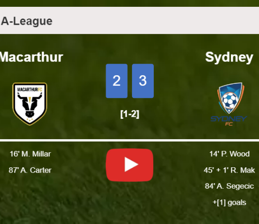 Sydney beats Macarthur 3-2. HIGHLIGHTS