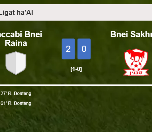 R. Boateng scores a double to give a 2-0 win to Maccabi Bnei Raina over Bnei Sakhnin