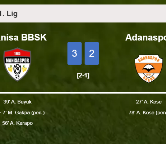 Manisa BBSK defeats Adanaspor 3-2