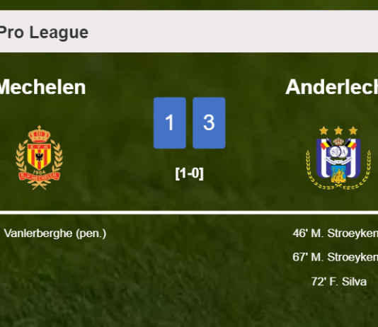 Anderlecht defeats Mechelen 3-1 after recovering from a 0-1 deficit
