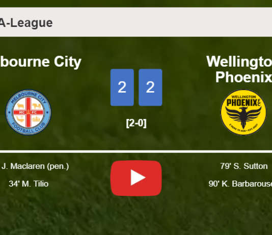 Wellington Phoenix manages to draw 2-2 with Melbourne City after recovering a 0-2 deficit. HIGHLIGHTS