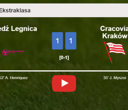 Miedź Legnica and Cracovia Kraków draw 1-1 on Sunday. HIGHLIGHTS