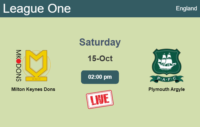 How to watch Milton Keynes Dons vs. Plymouth Argyle on live stream and at what time