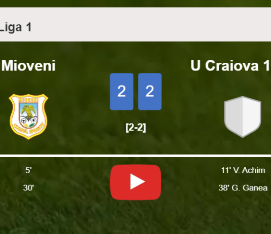 Mioveni and U Craiova 1948 draw 2-2 on Saturday. HIGHLIGHTS