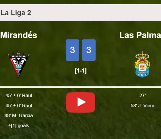 Mirandés and Las Palmas draws a exciting match 3-3 on Saturday. HIGHLIGHTS