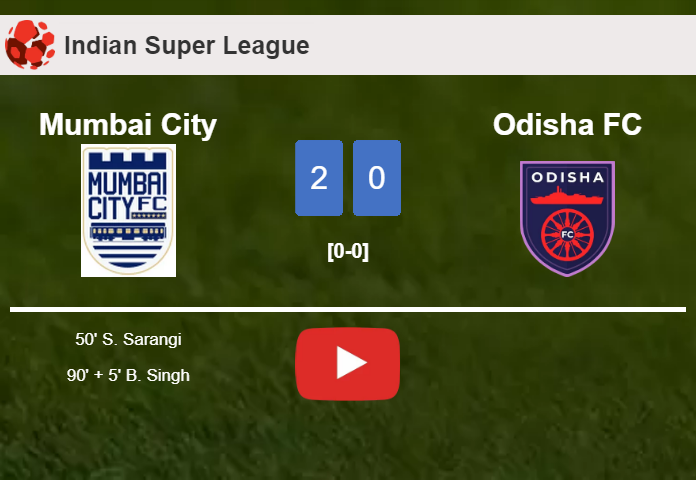 Mumbai City conquers Odisha FC 2-0 on Saturday. HIGHLIGHTS