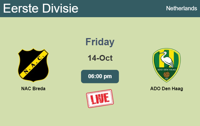 How to watch NAC Breda vs. ADO Den Haag on live stream and at what time