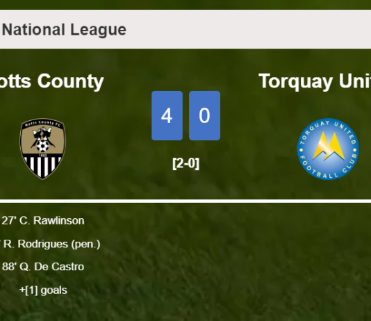 Notts County annihilates Torquay United 4-0 showing huge dominance