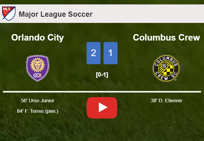 Orlando City recovers a 0-1 deficit to beat Columbus Crew 2-1. HIGHLIGHTS