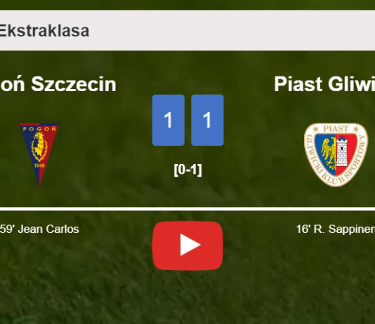 Pogoń Szczecin and Piast Gliwice draw 1-1 on Saturday. HIGHLIGHTS