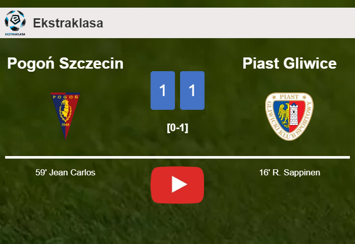 Pogoń Szczecin and Piast Gliwice draw 1-1 on Saturday. HIGHLIGHTS