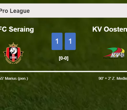 KV Oostende snatches a draw against RFC Seraing