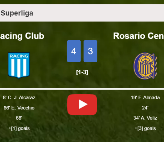 Racing Club overcomes Rosario Central 4-3. HIGHLIGHTS