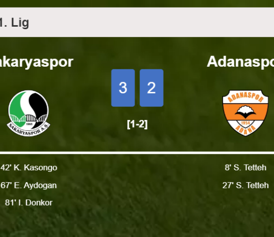 Sakaryaspor overcomes Adanaspor after recovering from a 0-2 deficit